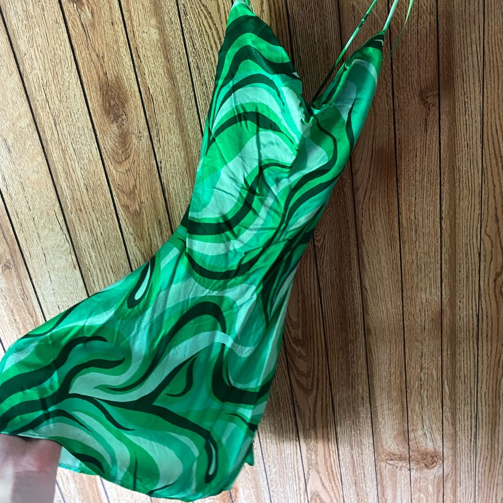 Zara Safia green swirl dress